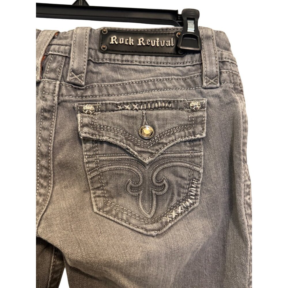Rock Revival Celine Skinny Women’s Size 27 Gray Embellished Denim Jeans Made In - Picture 7 of 8